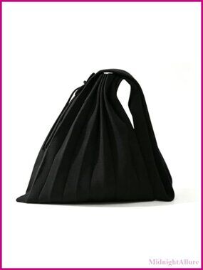 Pleated Knit Shoulder Bag Foldable Accordion Tote for Women